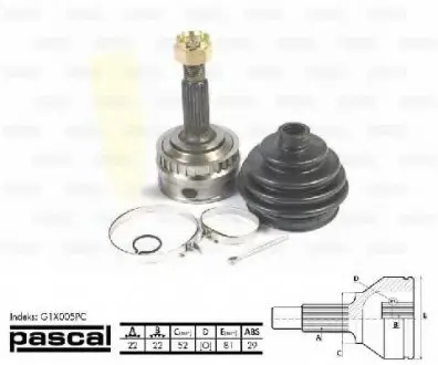 Шарнирный комплект, приводной вал PASCAL G1X005PC
