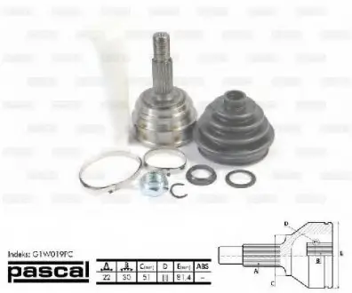 Шарнирный комплект, приводной вал PASCAL G1W019PC