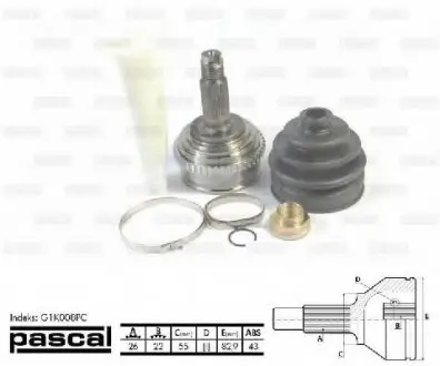 Шарнирный комплект, приводной вал PASCAL G1K008PC