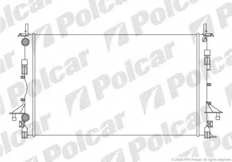 Радіатори охолодження 670x415x23 A/P хутро. КПП=M AC=(+/-) RENAULT LAGUNA 01-05 1870ccm F9Q (P) Polcar 603708A1
