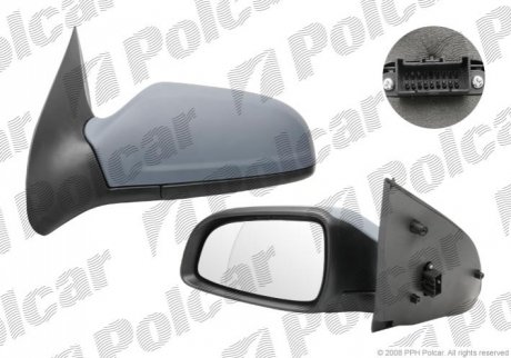 Зеркало внешнее левая сторона управление электр. крышка под покраску обогреваемое стекло асферичное Polcar 5509516M (фото 1)