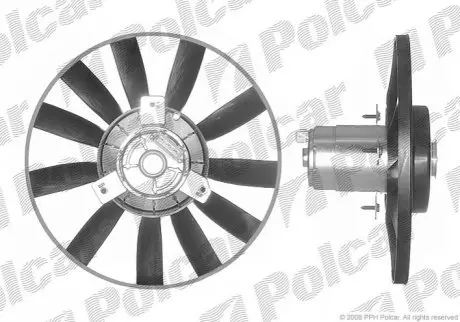 Вентилятор без кожуха 250/80W 305 mm 3 болта W+S КПП=M AC=(+/-) VOLKSWAGEN GOLF III / VENTO 91-97 1Z Polcar 953823U4-Q