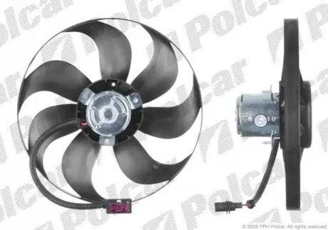 Вентилятор без кожуха 250/60W 345 mm 3 болти W+S КПП=M/A AC=(+/-) AUDI VOLKSWAGEN SKODA SEAT (PJ) Polcar 954123U2