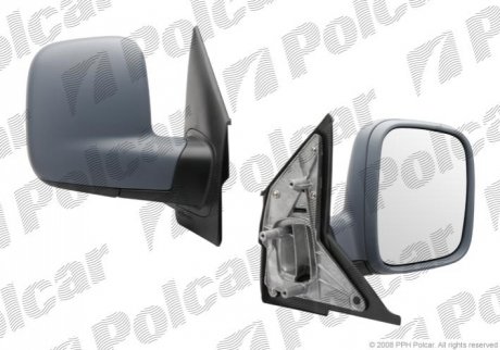 Зеркало внешнее правая сторона управление ручное крышка под покраску стекло выпуклое стекло хром VOL Polcar 9568521M (фото 1)
