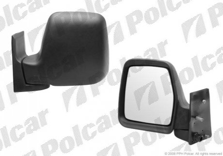 Зеркало внешнее левая сторона управление ручное черная крышка стекло выпуклое стекло хром PEUGEOT FI Polcar 239551E (фото 1)