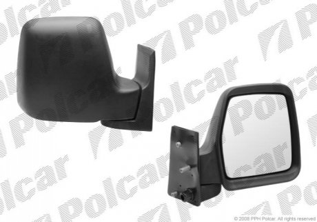 Зеркало внешнее правая сторона управление ручное черная крышка стекло выпуклое стекло хром PEUGEOT F 239552-E Polcar 239552E (фото 1)