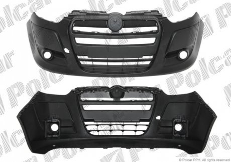 Бампер передний черный отв.для галогенов FIAT DOBLO (152/263) 01.10- (PJ) Polcar 304207-5 (фото 1)