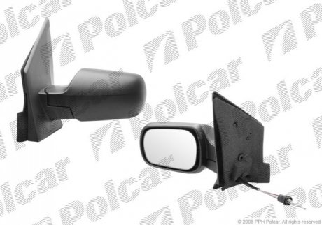 Зеркало внешнее правая сторона управление механич.(проводки) черная крышка стекло выпуклое стекло хр Polcar 3212521M (фото 1)