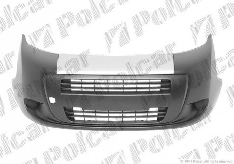 Бампер передний грунтованый Накладка хром без отверст.для галогенов FIAT FIORINO/QUBO 10.07- (PJ) Polcar 308507-2 (фото 1)