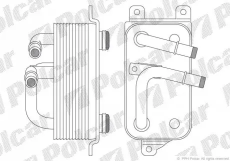 Радиаторы масла 142x80x61 A КПП=A AC=(+/-) BMW 7 E65/E66 02- 4799ccm N62B48 (PJ) Polcar 2017L8-4