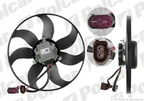 Вентилятор без кожуха 220 W 360 mm (4+2) болты W+S VOLKSWAGEN SKODA SEAT AUDI (PJ) Polcar 133123U4-1