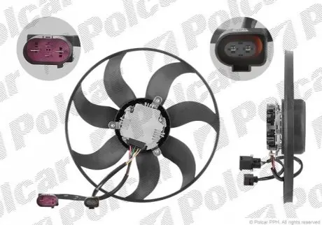 Вентилятор без кожуха 300 W 360 mm (4+2) W+S SEAT VOLKSWAGEN AUDI SKODA (PJ) Polcar 133123U6