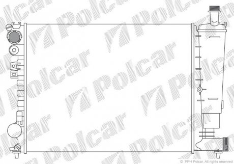 Радиаторы охлаждения 600x470x23 A/P мех. КПП=M/A AC=(-) FIAT PEUGEOT LANCIA CITROEN (P) Polcar 238008-1 (фото 1)
