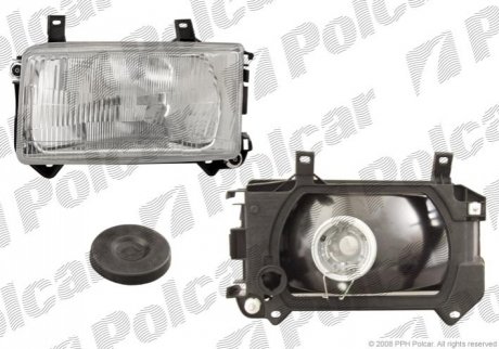 Фара основная правая сторона тип лампы=H4 ручной/электрический с рамкой ECE VOLKSWAGEN TRANSPORTER (Polcar 9566100E