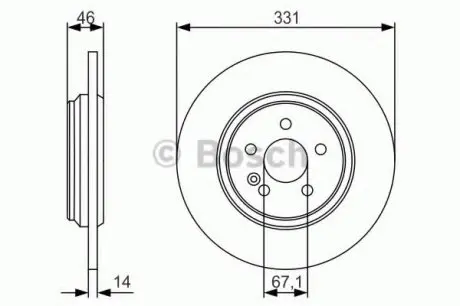 Тормозной диск MERCEDES ML(163) \&#039;\&#039;R &quot;98&gt;&gt; PR2 BOSCH 0986479S12 (фото 1)