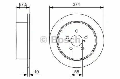 Тормозной диск SUBARU Legacy/Outback 'R'03-09 BOSCH 0986479A82