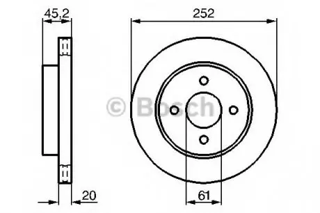 Тормозной диск NISSAN Almera N15 'R'95-00 BOSCH 0986479238