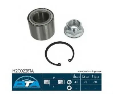Підшипник колеса,комплект BTA H2C022BTA