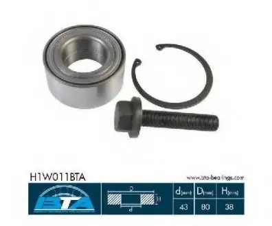Подшипник ступицы перед. VW Sharan 95-/Ford Galaxy/Seat Alhambra 96- BTA H1W011BTA