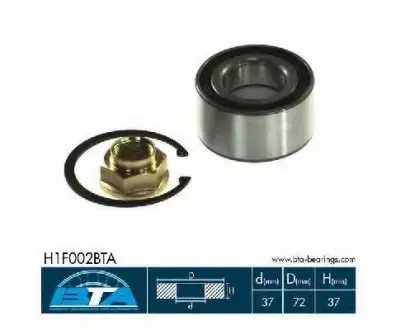 Подшипник перед. Alfa Romeo 33/145/146 Fiat Brava/Bravo/Doblo/Punto без ABS BTA H1F002BTA