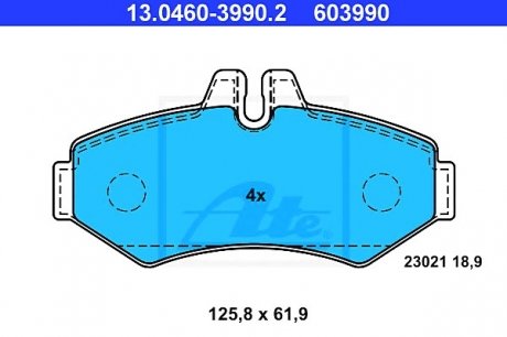 Комплект тормозных колодок, дисковый тормоз ATE 13046039902 (фото 1)