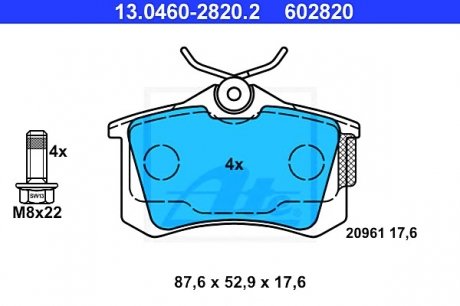 Комплект тормозных колодок, дисковый тормоз ATE 13046028202 (фото 1)