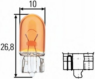 Лампа розжарювання, WY5W 12V 5W W 2,1 x 9,5d Amber HELLA 8GP003594541