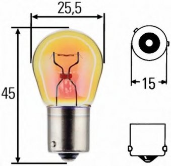 Лампа накаливания, фонарь указателя поворота, Лампа накаливания, фонарь указателя поворота HELLA 8GA006841251 (фото 1)