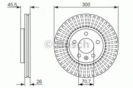 Диск гальмівний (передній) Opel Astra J 09- (300x26) 0 986 479 C56 BOSCH 0986479C56