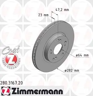Диск гальмівний Coat Z ZIMMERMANN 280316720