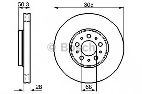 Диск гальмівний (передній) Volvo S60/S80/V70 00- (305x28) 0 986 479 C59 BOSCH 0986479C59