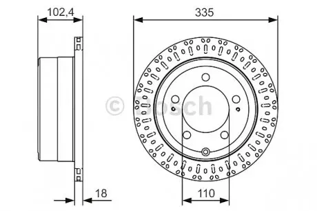 Гальмівний диск TOYOTA Land Cruiser J6/J7/J10 \'\'R \'\'98-07 BOSCH 0986479A61 (фото 1)