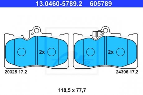 Комплект тормозных колодок, дисковый тормоз 13.0460-5789.2 ATE 13046057892 (фото 1)