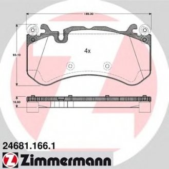 Комплект тормозных колодок, дисковый тормоз ZIMMERMANN 246811661 (фото 1)