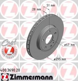 Тормозной диск ZIMMERMANN 400369020 (фото 1)