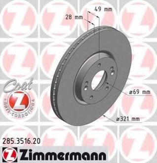 Тормозной диск ZIMMERMANN 285351620 (фото 1)