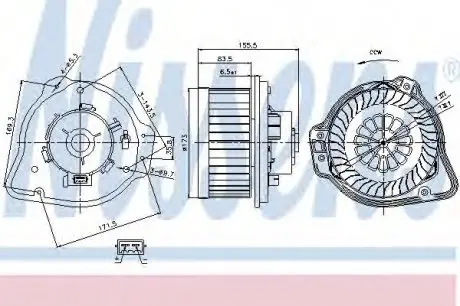 Вент.печки VOLVO C70(98-)2.0 T(+)[OE 30755485] NISSENS 87020
