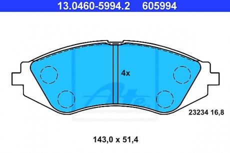 Комплект тормозных колодок, дисковый тормоз ATE 13046059942