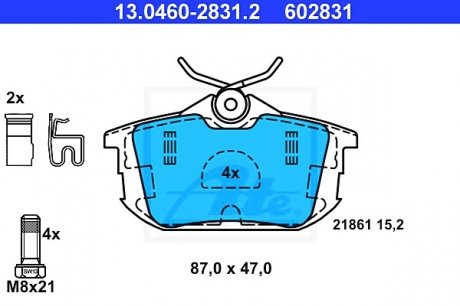 Комплект тормозных колодок, дисковый тормоз ATE 13046028312 (фото 1)