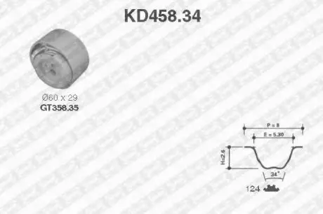 Рем. Комплект ГРМ: ремень + ролики NTN SNR SNR NTN KD458.34