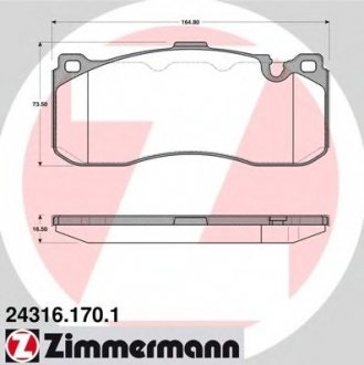 Комплект тормозных колодок, дисковый тормоз ZIMMERMANN 243161701 (фото 1)