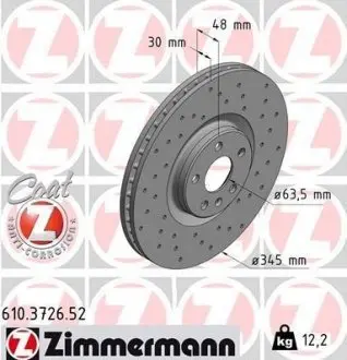 Тормозной диск 610.3726.52 ZIMMERMANN 610372652