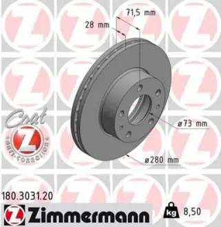 Гальмівний диск 180.3031.20 ZIMMERMANN 180303120