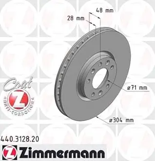 Гальмівний диск 440.3128.20 ZIMMERMANN 440312820