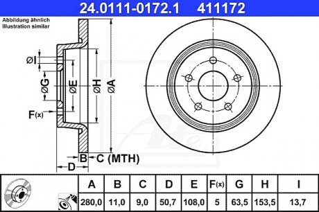 Тормозной диск 24.0111-0172.1 ATE 24011101721