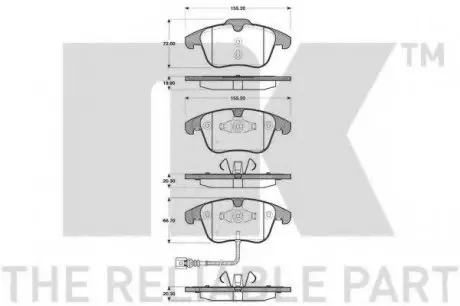 Комплект гальмівних колодок, дискове гальмо NK 224795 (фото 1)