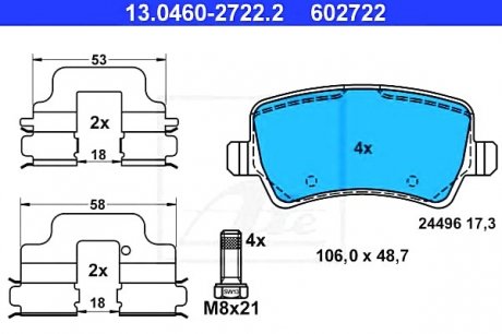Комплект тормозных колодок, дисковый тормоз ATE 13046027222 (фото 1)