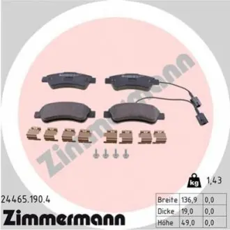 Комплект гальмівних колодок 24465.190.4 ZIMMERMANN 244651904