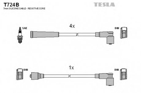 Комплект високовольтних проводів TESLA T724B (фото 1)