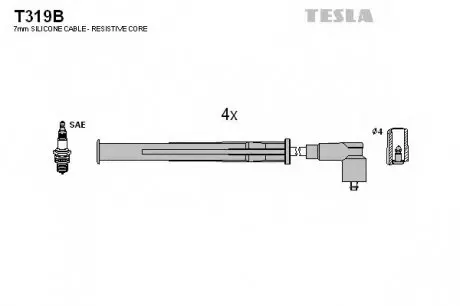 Комплект высоковольтных проводов TESLA T319B